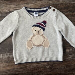 Janie & Jack Cozy Sweater with Teddy Bear Striped Hat